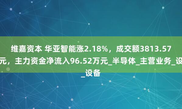 维嘉资本 华亚智能涨2.18%，成交额3813.57万元，主力资金净流入96.52万元_半导体_主营业务_设备